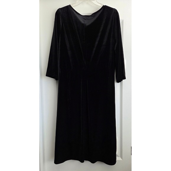 J Jill Black Stretch Velvet Boat Cowl Neck 3/4 Sleeve Dress Sz XL Holiday Party - Picture 2 of 6
